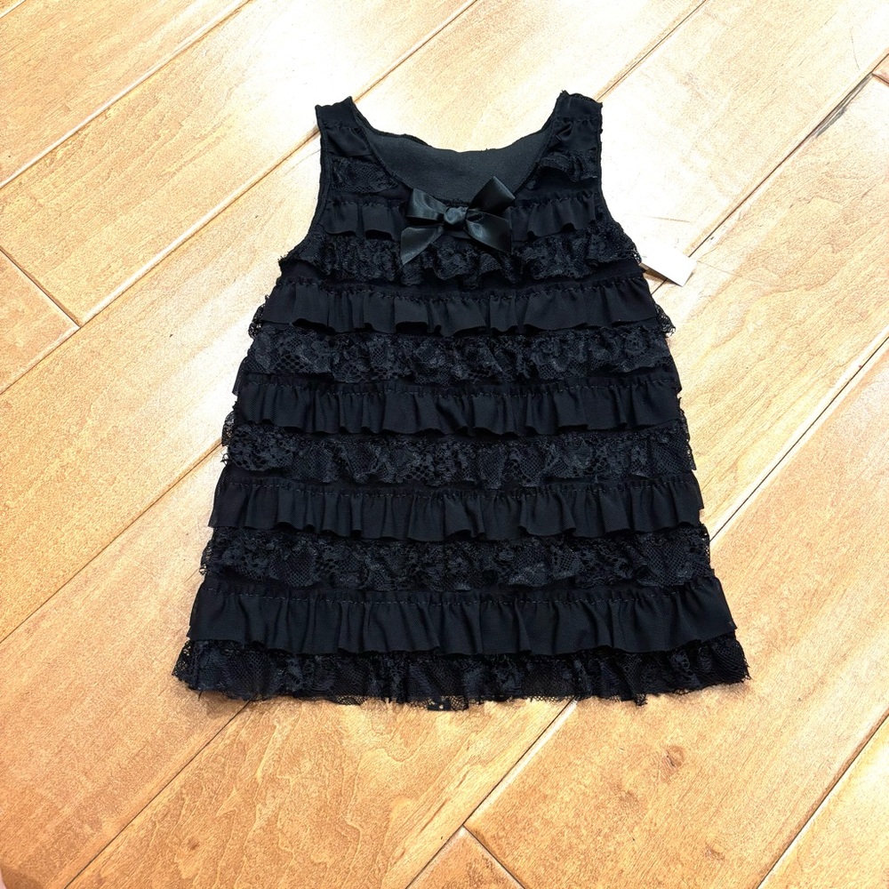 Ganz Baby Girl Little Black Dress with Ruffles and Lace Size 0-12 months